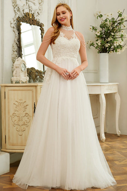 Robe Pastel Mariée Blanche Traîne Dentelle - gallery 1