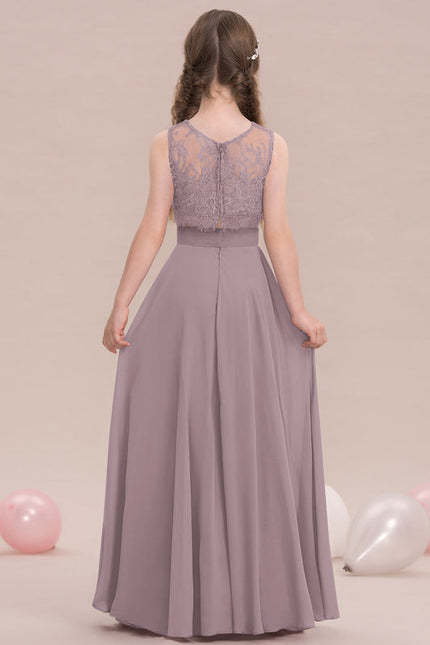 Robe Pastel Rose Demoiselle D'Honneur Col Rond - gallery 1