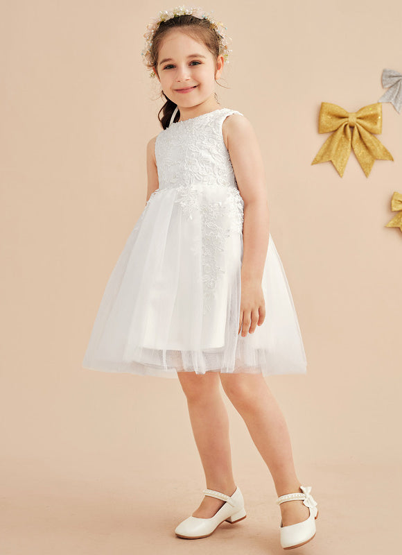 Robe Pastel Blanche Dentelle Cortège Fille - gallery 4