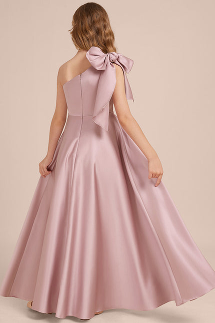 Robe Pastel Mauve Décolleté Asymétrique Satin - gallery 3