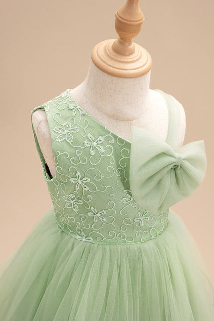 Robe Pastel Verte Dentelle Tulle Fille Mariage - gallery 6