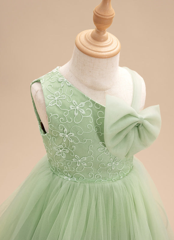 Robe Pastel Verte Dentelle Tulle Fille Mariage - gallery 6