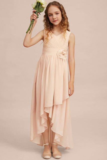 Robe Pastel Rose Demoiselle D'Honneur Asymétrique - gallery 3