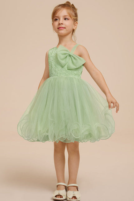 Robe Pastel Verte Dentelle Tulle Fille Mariage - gallery 1