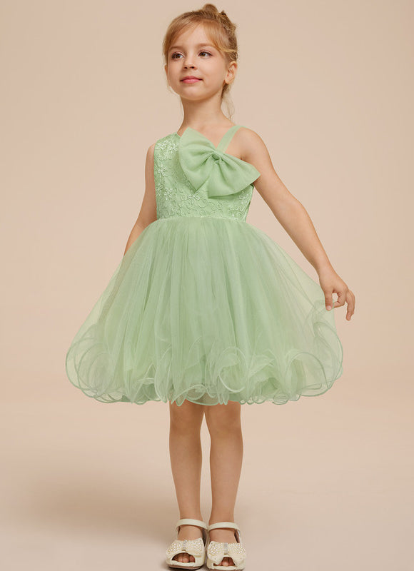 Robe Pastel Verte Dentelle Tulle Fille Mariage - gallery 1