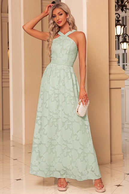 Robe Pastel Verte Maxi Trapèze Jacquard