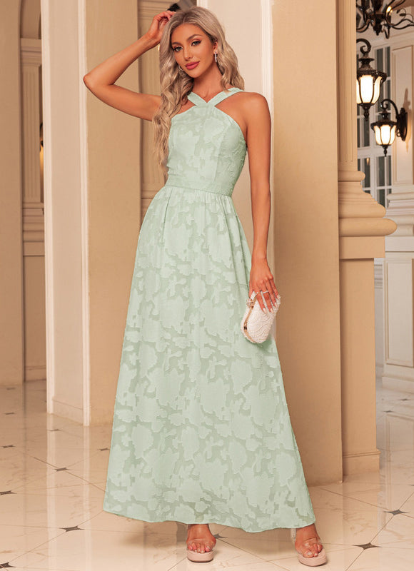 Robe Pastel Verte Maxi Trapèze Jacquard