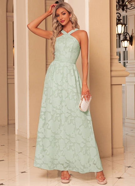 Robe Pastel Verte Maxi Trapèze Jacquard