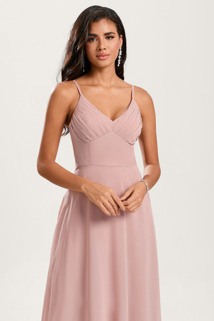 Robe Pastel Rose Demoiselle D'Honneur Élégante - gallery 5