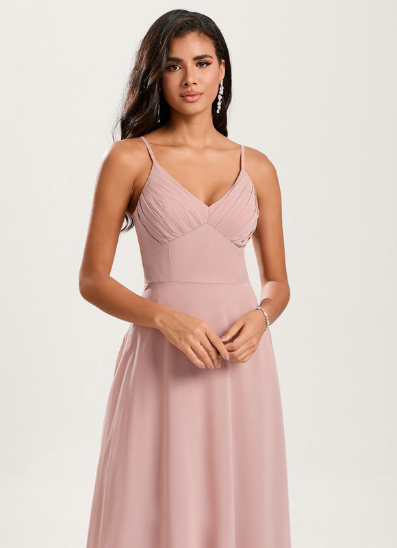 Robe Pastel Rose Demoiselle D'Honneur Élégante - gallery 5