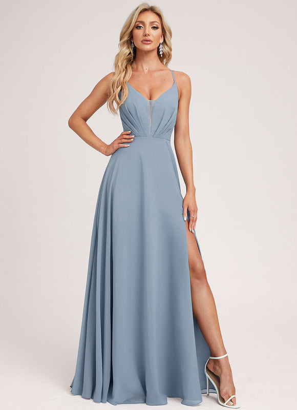 Robe Pastel Demoiselle D'Honneur Bleu Clair - gallery 3