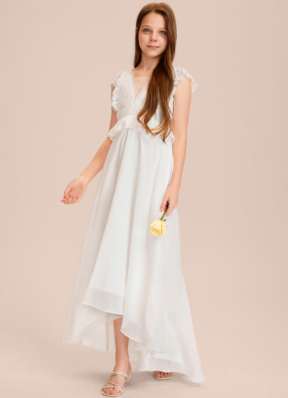 Robe Pastel Blanche Col V Asymétrique - gallery 4