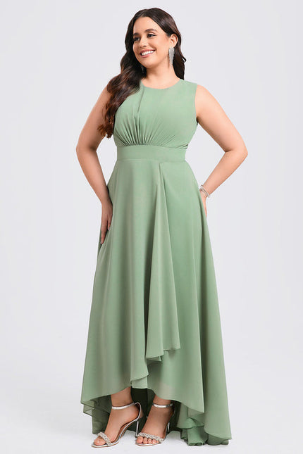 Robe Pastel Verte Mousseline Trapèze Col Rond - gallery 8