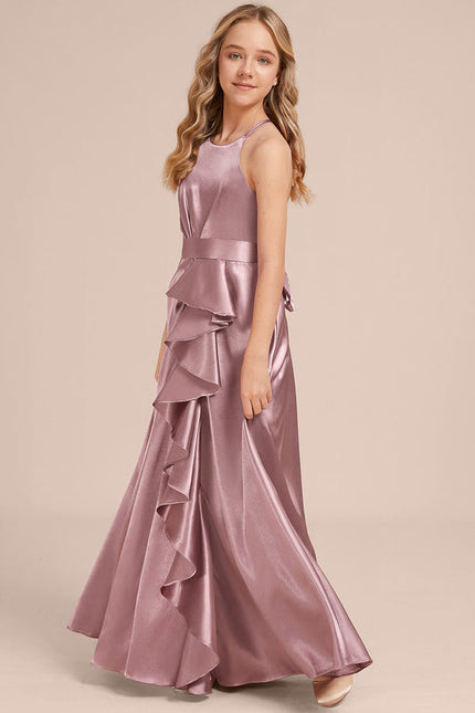 Robe Pastel Rose Satin Demoiselle D'Honneur - gallery 1