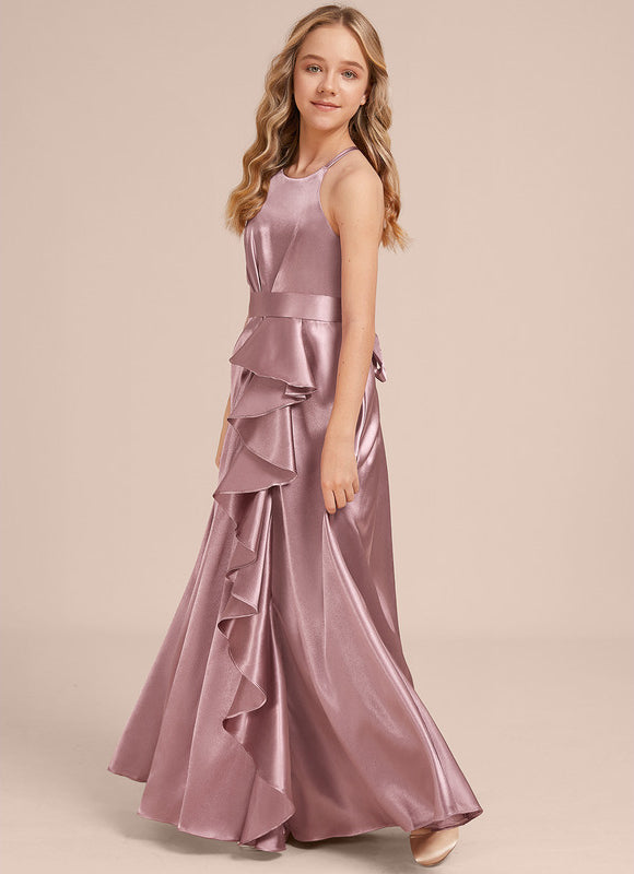 Robe Pastel Rose Satin Demoiselle D'Honneur - gallery 1