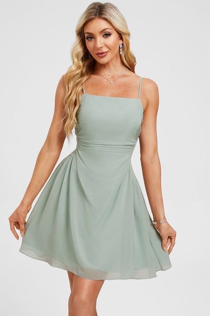 Robe Pastel Vert Mousse Trapèze Courte