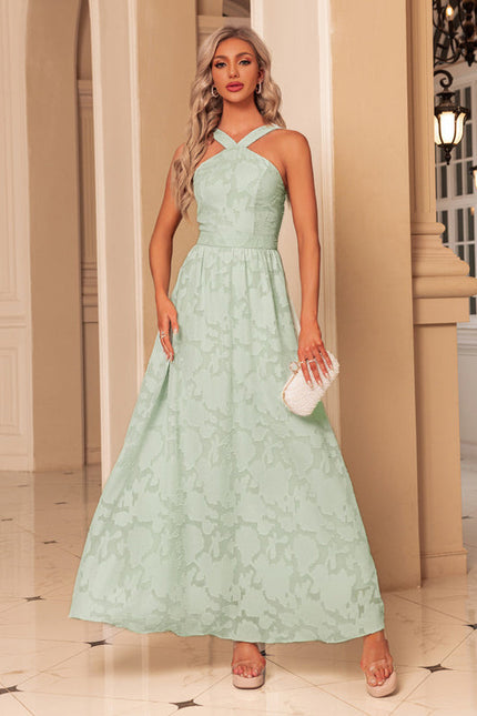 Robe Pastel Verte Maxi Trapèze Jacquard - gallery 4