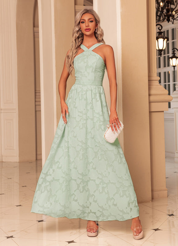 Robe Pastel Verte Maxi Trapèze Jacquard - gallery 4