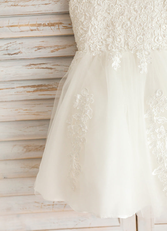 Robe Pastel Blanche Dentelle Cortège Fille - gallery 8
