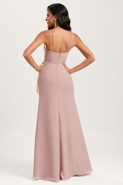 Robe Pastel Rose Sirène Col Carré - gallery 4