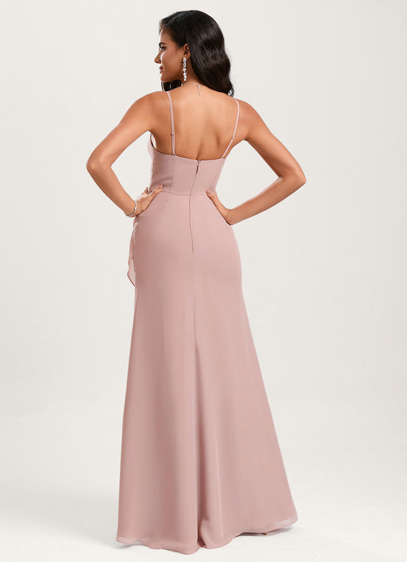 Robe Pastel Rose Sirène Col Carré - gallery 4