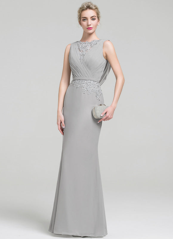 Robe Pastel Gris Élégante Col Rond - gallery 3