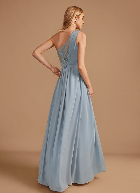 Robe Pastel Décolleté Asymétrique Bleu - gallery 4