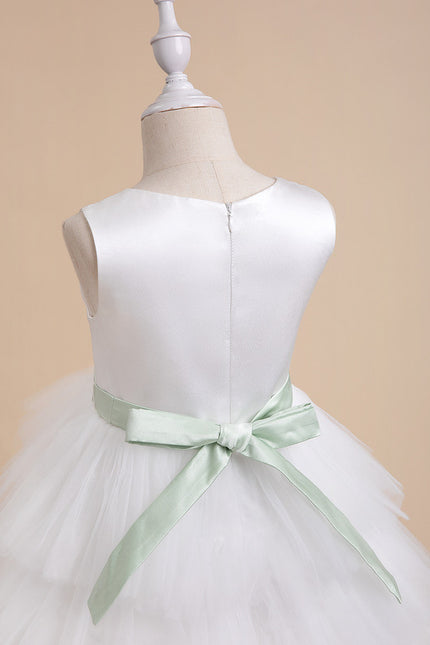 Robe Pastel Blanche Col Rond Asymétrique - gallery 2