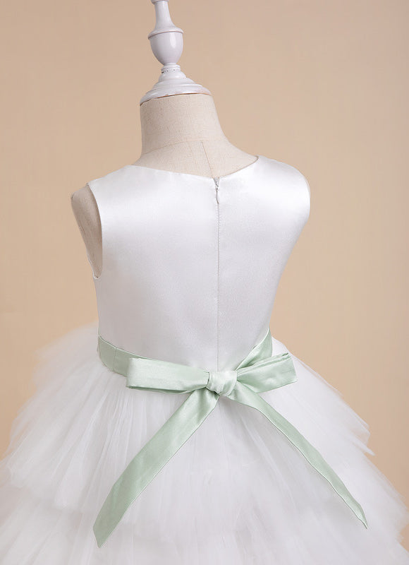 Robe Pastel Blanche Col Rond Asymétrique - gallery 2