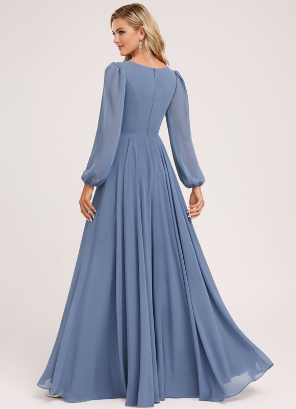 Robe Pastel Demoiselle D'Honneur Bleu Clair - gallery 4
