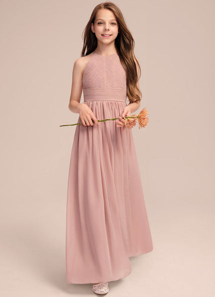 Robe Pastel Rose Demoiselle D'Honneur Trapèze