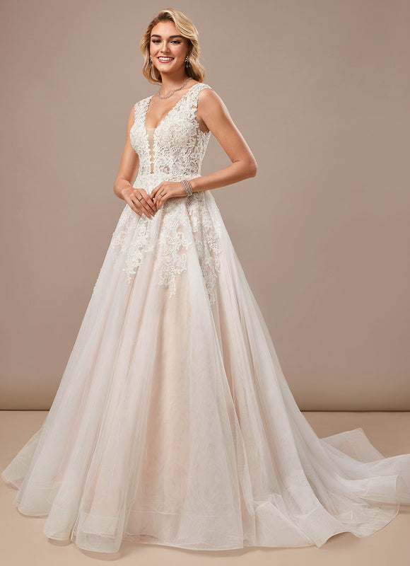 Robe Pastel Blanche Col V Dentelle - gallery 3