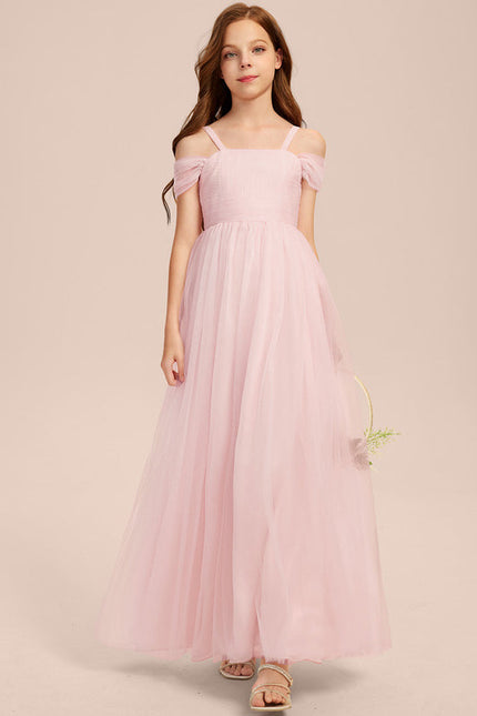 Robe Pastel Rose Décolleté Épaules Tulle - gallery 7