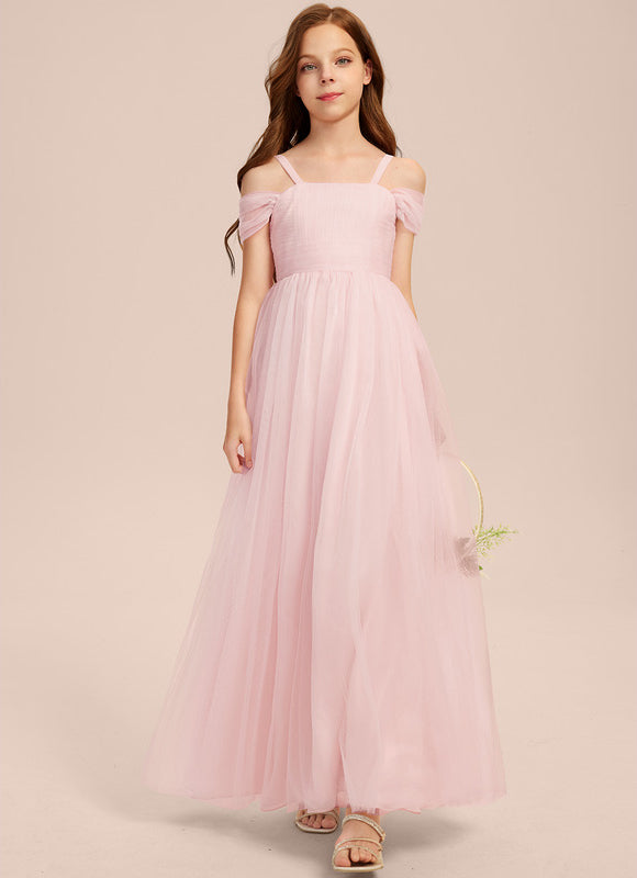 Robe Pastel Rose Décolleté Épaules Tulle - gallery 7