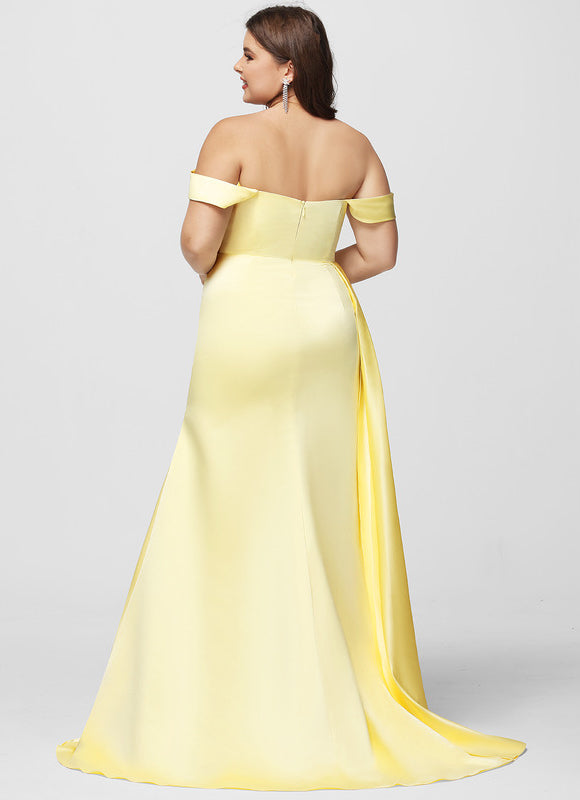 Robe Pastel Satinée Jaune Sirène Élégante - gallery 7