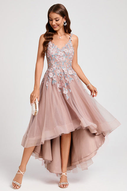 Robe Pastel Rose Floral Dentelle Cocktail - gallery 5