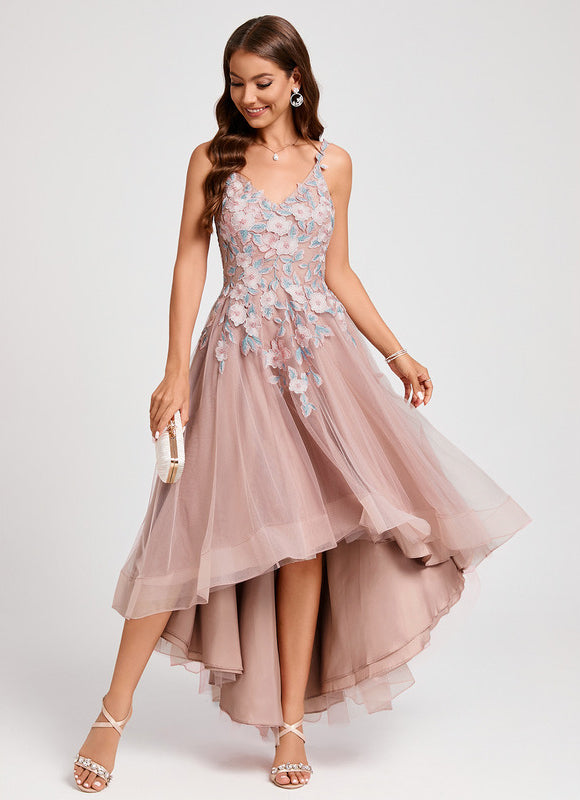 Robe Pastel Rose Floral Dentelle Cocktail - gallery 5