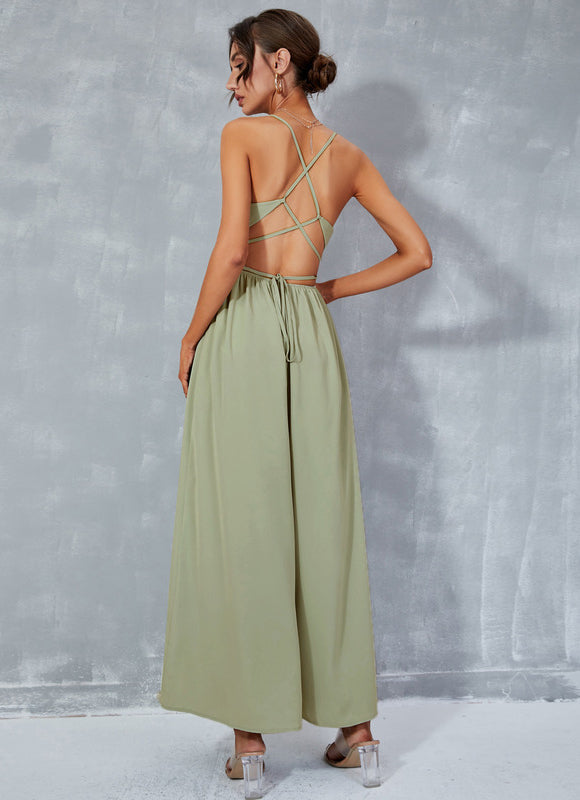 Robe Pastel Vert Mousse Plissée Maxi - gallery 2