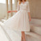 Robe Pastel Ivoire Trapèze Dentelle Genou