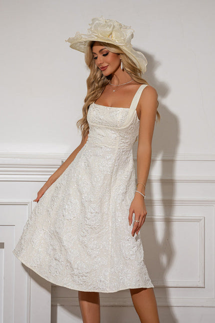 Robe Pastel Rose Trapèze Fleurs Nœud - gallery 1