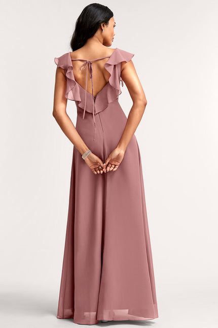 Robe Pastel Rose Demoiselle D'Honneur Élégante - gallery 4