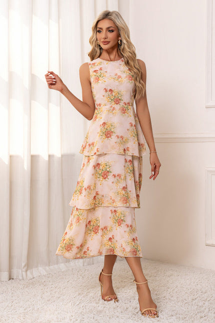 Robe Pastel Rose Volants Imprimé Floral - gallery 5