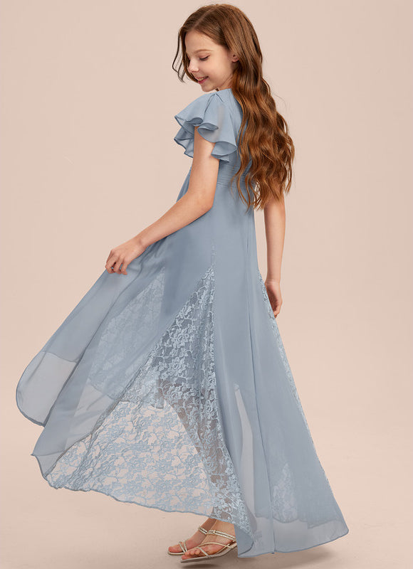 Robe Pastel Blanche Col V Asymétrique - gallery 2