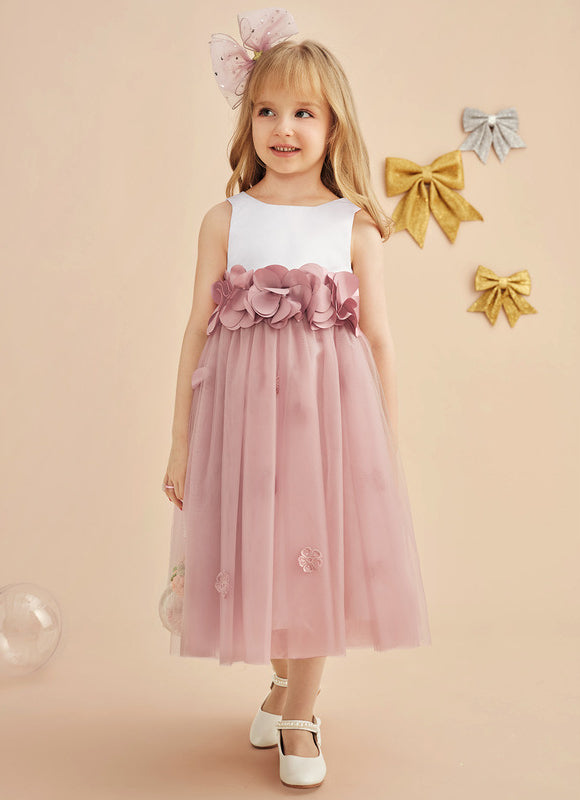 Robe Pastel Rose À Fleurs 3D Fille - gallery 4