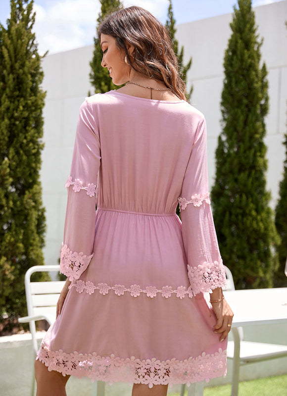 Robe Dentelle Rose Pastel - gallery 4