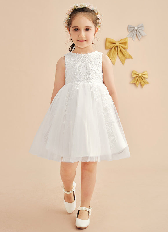 Robe Pastel Blanche Dentelle Cortège Fille - gallery 5