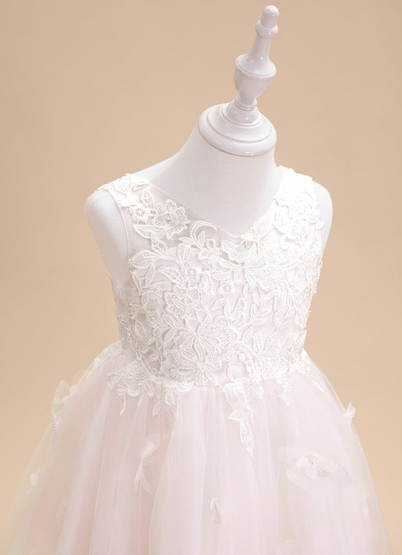 Robe Pastel Rose Dentelle Princesses Fille - gallery 6
