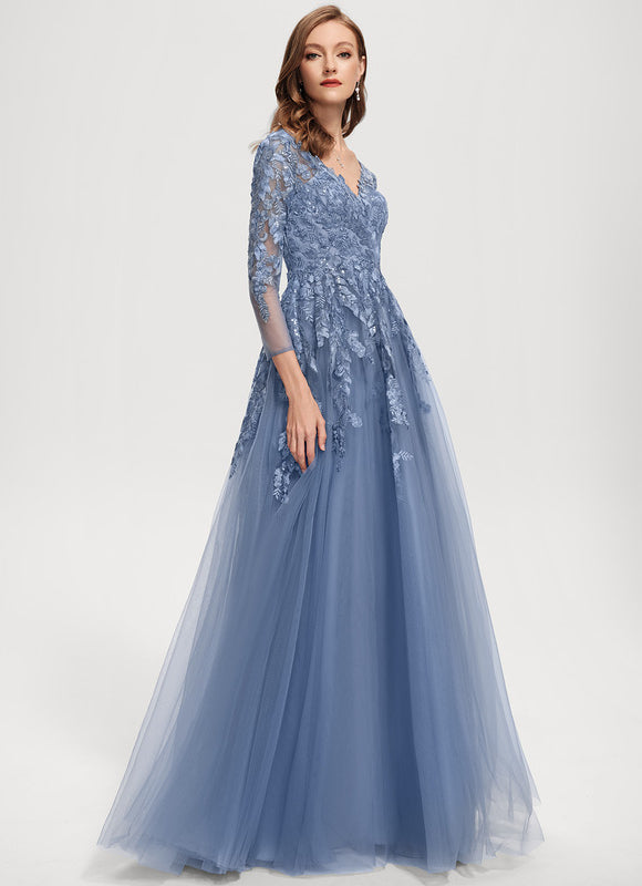 Robe Pastel Dégradé Bleu Col V Élégant - gallery 4