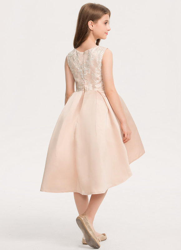 Robe Pastel Junior Rose Dentelle Satin - gallery 1