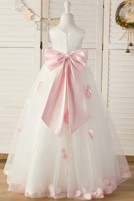 Robe Pastel Fille Mariage Blanc Rose